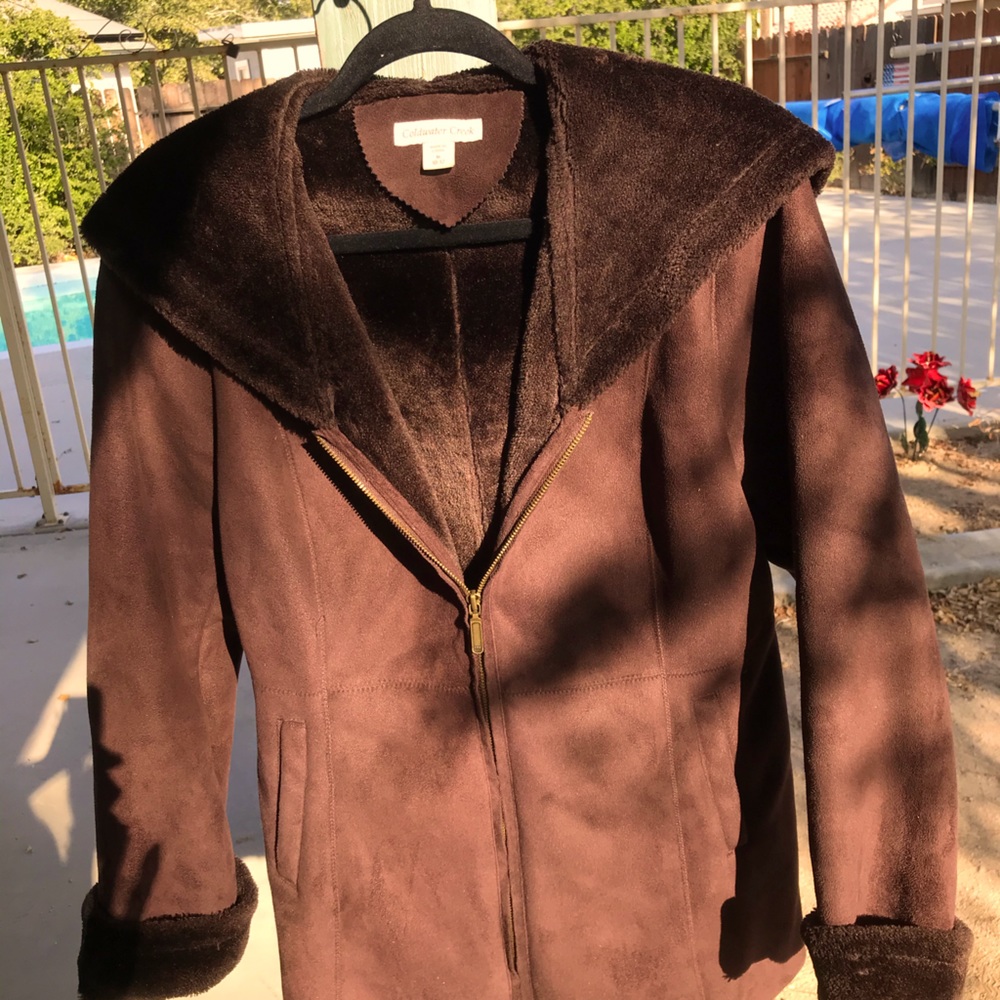Coldwater Creek Coat 10/12 Choc Brown, Plush hood